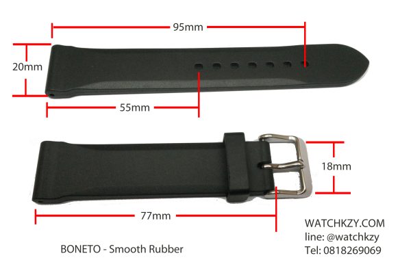Bonetto Cinturini Smooth Rubber สายนาฬิกายาง ผิวเรียบ 20mm Dimension ขนาดสาย