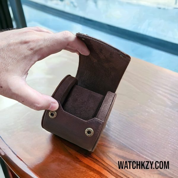 Genuine Leather watch case travel case for 1 watch open 2