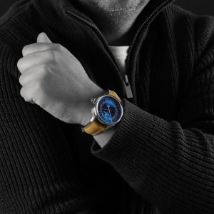 Marine 42 Moon Phase Blue Zodiac Wrist Shot 1