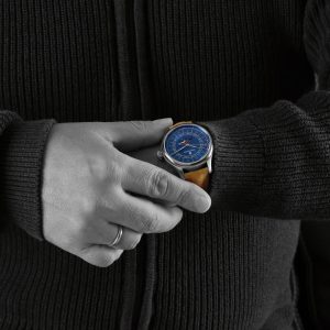 Marine 42 Moon Phase Blue Zodiac Wrist Shot 2