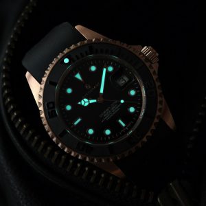 Ocean One PINK-GOLD Ceramic Diver Watch Lume Shot