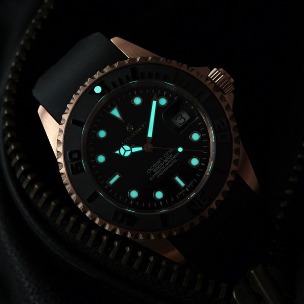 Ocean One PINK-GOLD Ceramic Diver Watch Lume Shot