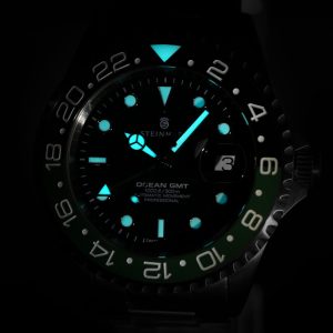 Steinhart Ocean One GMT Black-Green Ceramic Lume Shot