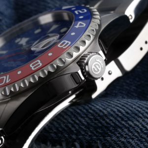 Steinhart Ocean One GMT Blue-Red PEPSI Ceramic Blue Dial Crown 1