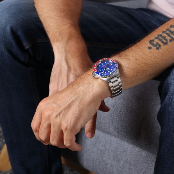 Steinhart Ocean One GMT Blue-Red PEPSI Ceramic Blue Dial Wrist Shot 1