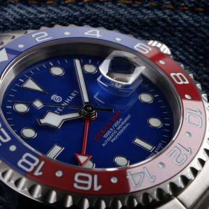 Steinhart Ocean One GMT Blue-Red PEPSI Ceramic Blue Dial Closed up 4